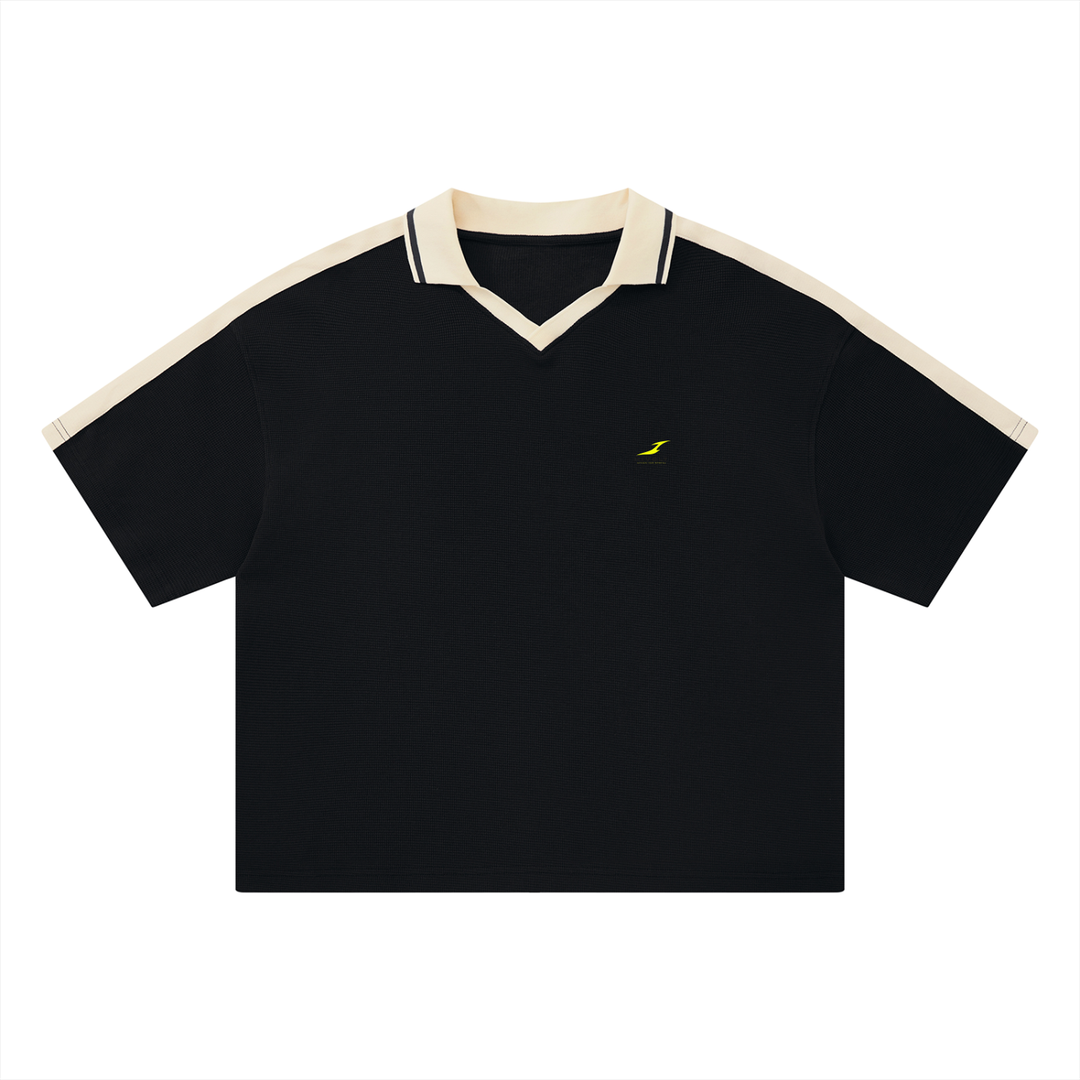 Unisex Color Block Polo Shirt in Black — HIVOLT
