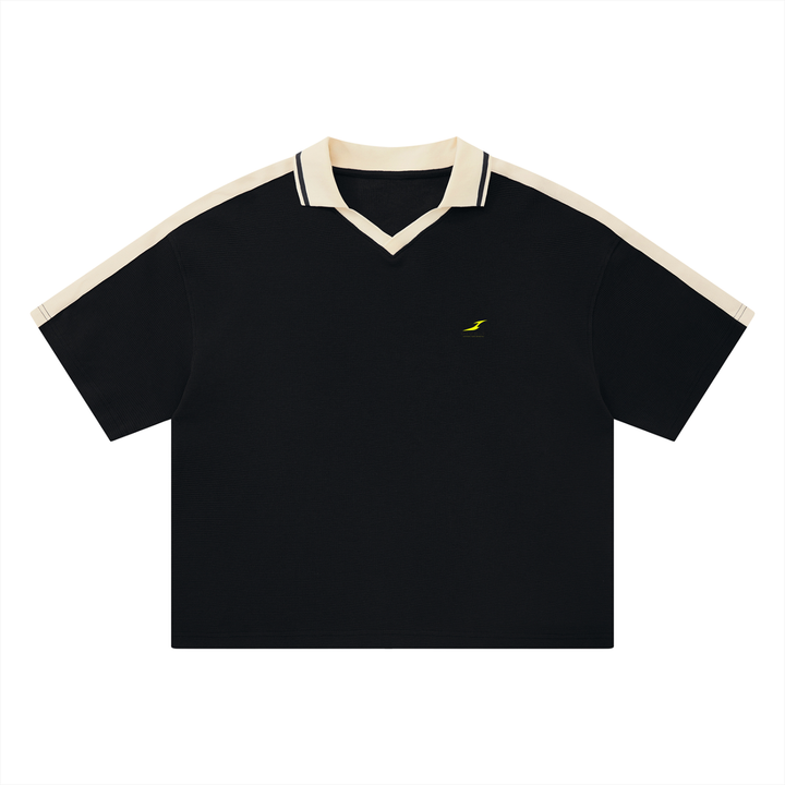 Unisex Color Block Polo Shirt in Black — HIVOLT