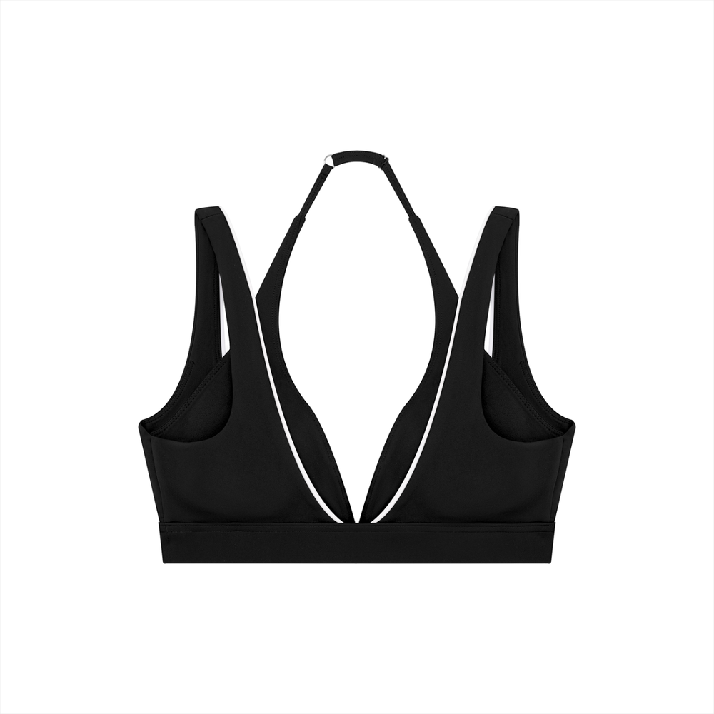 Women's Halter Neck Yoga Sports Bra in Black, alternate view — HIVOLT