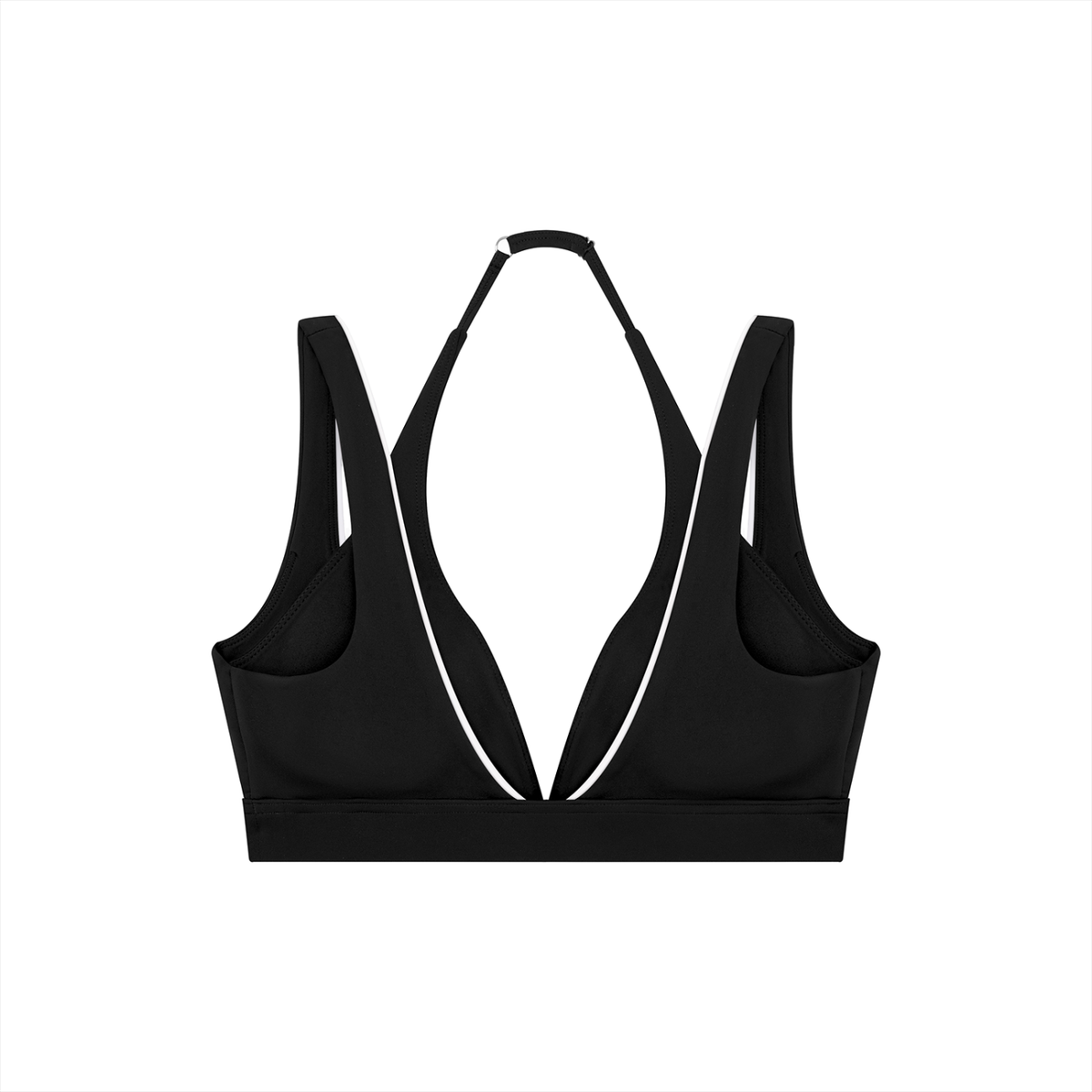 Women's Halter Neck Yoga Sports Bra in Black, alternate view — HIVOLT