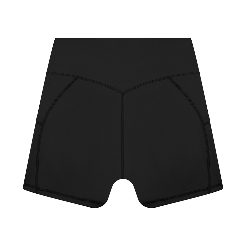 Women's High Rise Pocket Yoga Shorts in Black, alternate view — HIVOLT