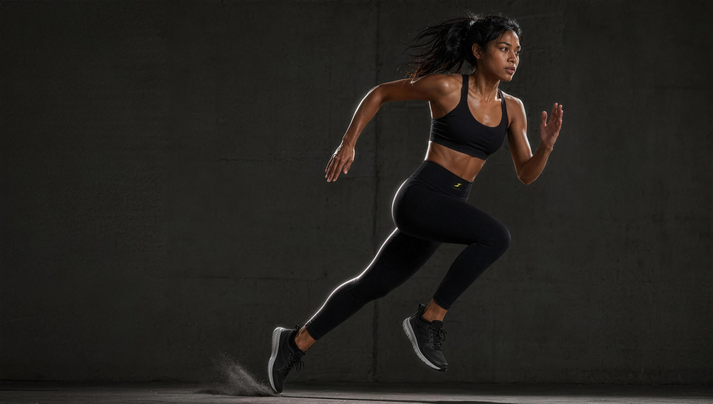 Woman wearing HIVOLT High Rise Ankle Length Leggings, campaign hero