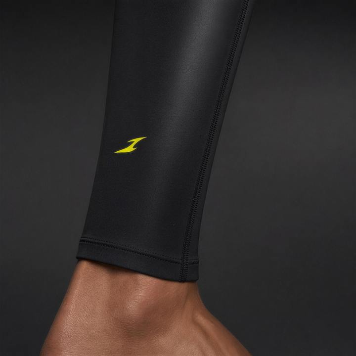 HIVOLT High Waisted Ankle Leggings shin logo and hem detail closeup