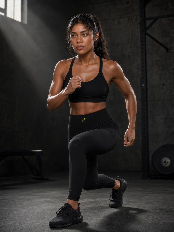 Woman wearing HIVOLT High-Rise Ankle-Length Leggings, in action