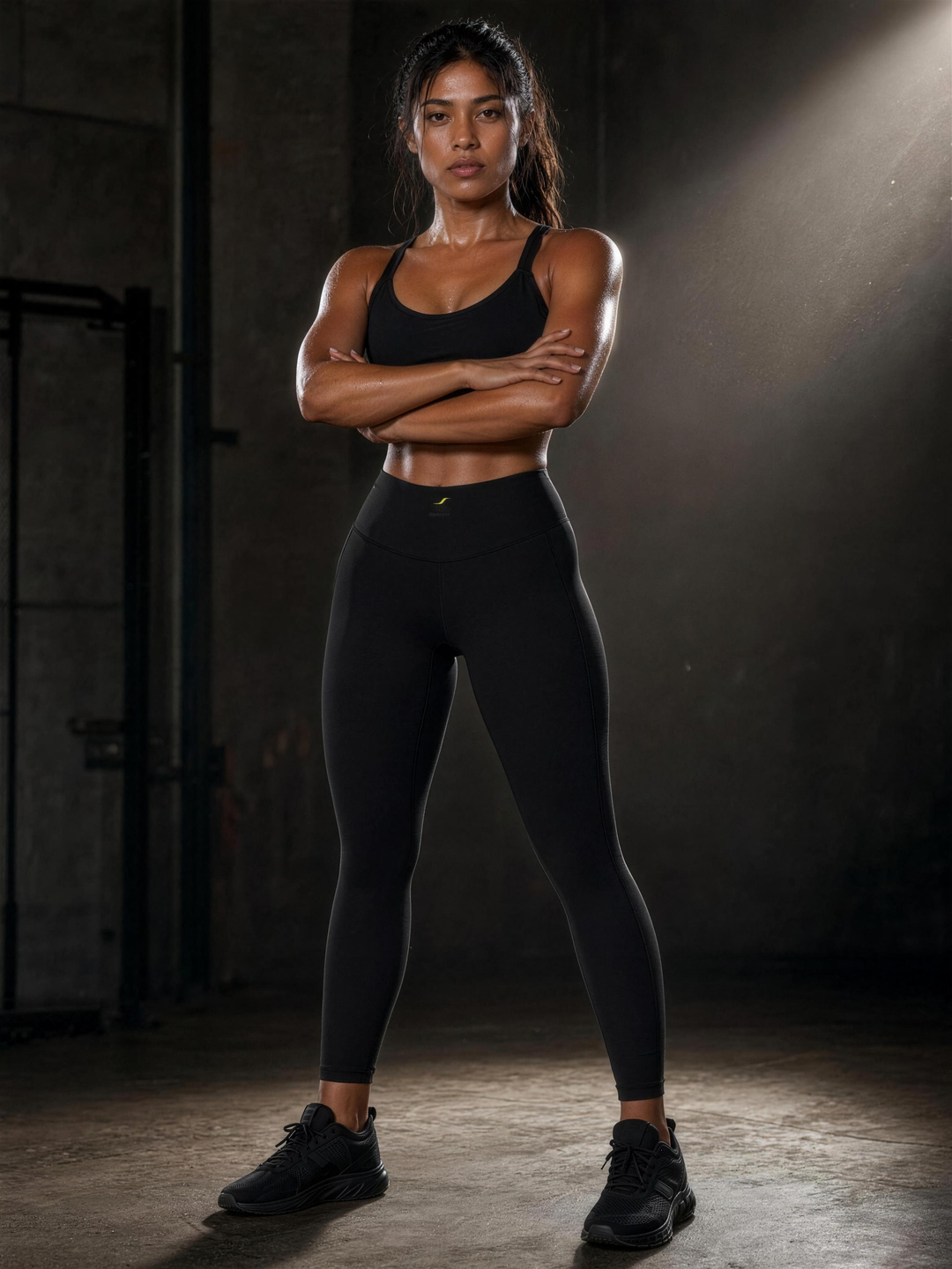 Woman wearing HIVOLT High-Waisted Ankle Length Yoga Leggings, in action