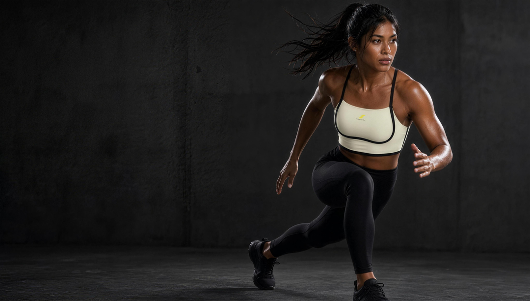 Woman wearing HIVOLT Color Block Yoga Sports Bra, campaign hero