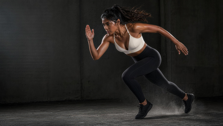 Woman wearing HIVOLT Cropped V-Neck Sports Bra, campaign hero