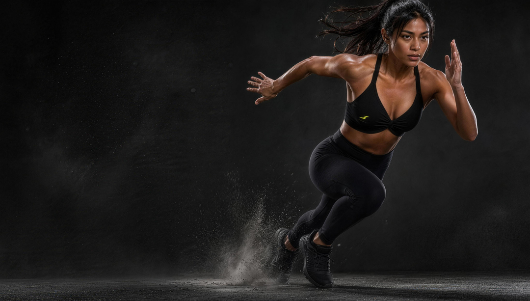Woman wearing HIVOLT Ruched Halter-Neck Sports Bra, campaign hero