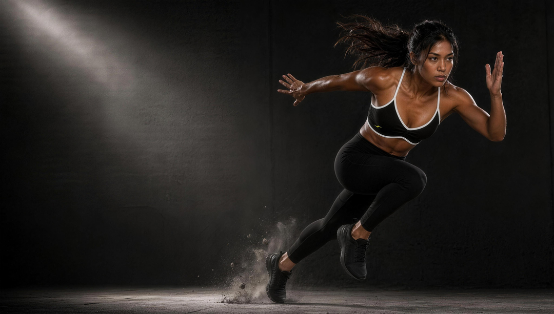 Woman wearing HIVOLT Color Block Ruched V-Neck Sports Bra, campaign hero