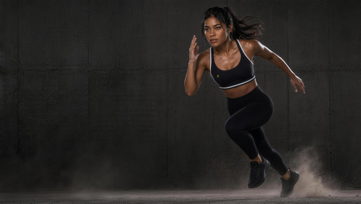 Woman wearing HIVOLT Yoga Sports Bra, campaign hero