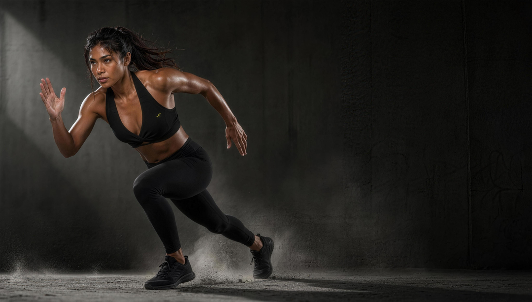 Woman wearing HIVOLT Pleated Halter Sports Bra, campaign hero
