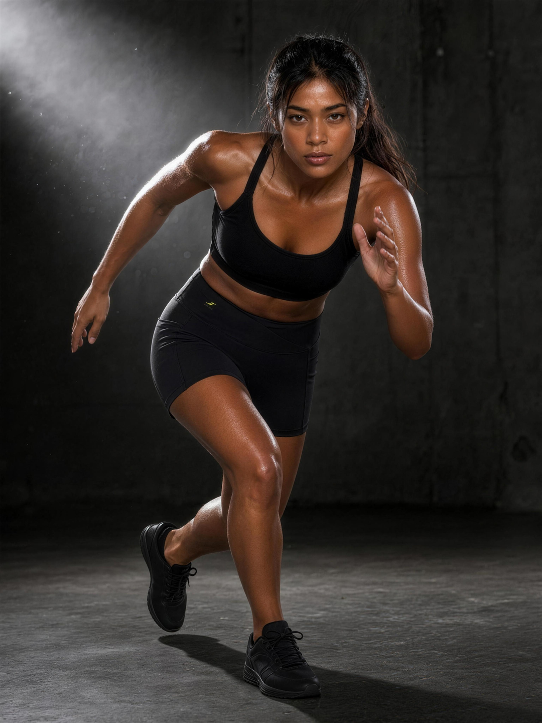 Woman wearing HIVOLT High Rise Pocket Yoga Shorts, in action
