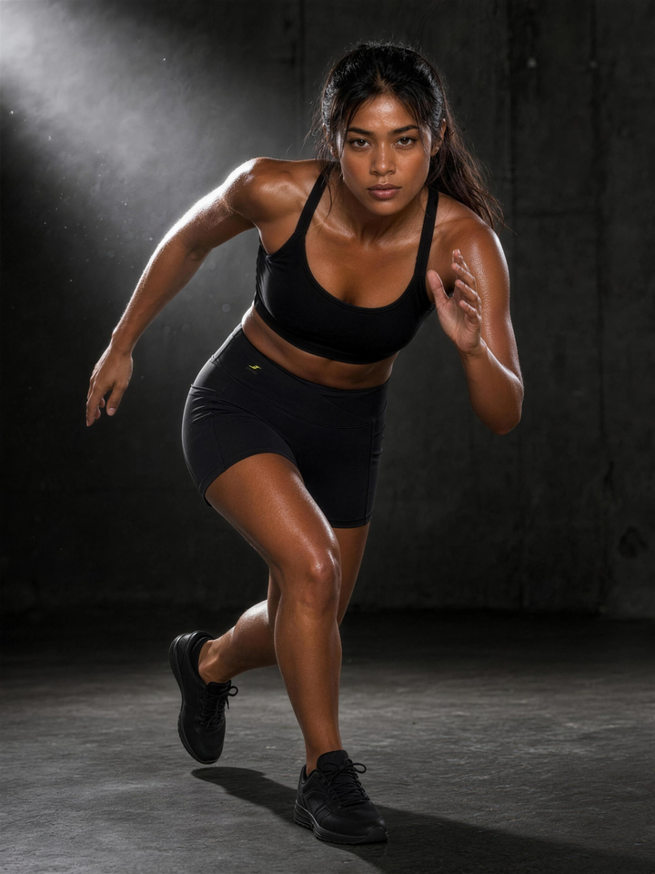 Woman wearing HIVOLT High Rise Pocket Yoga Shorts, in action