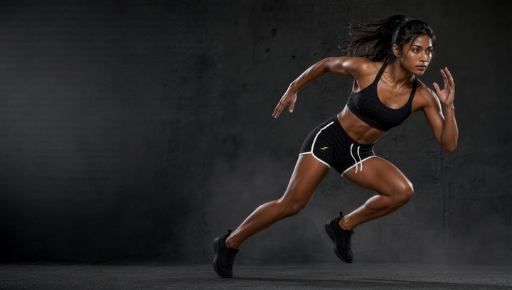 Woman wearing HIVOLT High Rise Color Block Yoga Shorts, campaign hero