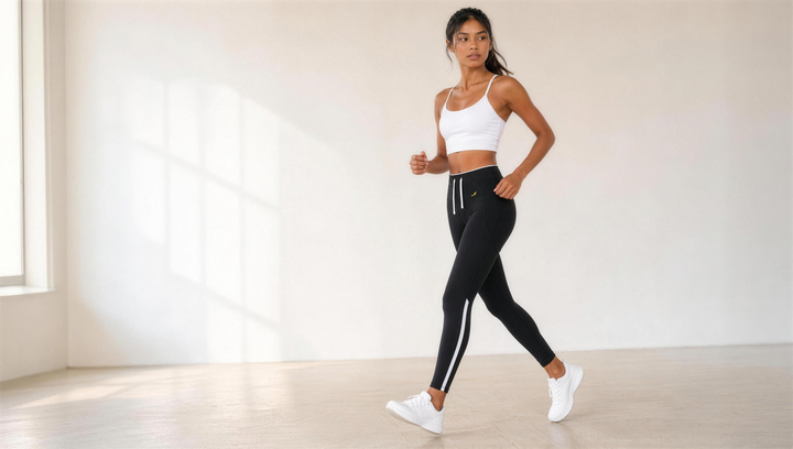 Woman wearing HIVOLT Color Block Yoga Leggings, campaign hero