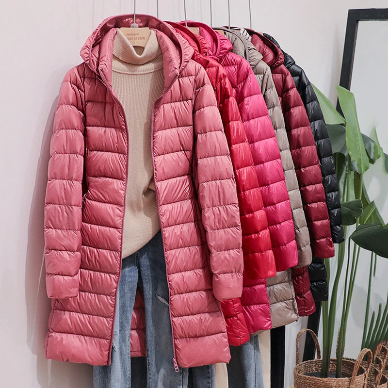 Women's Slim Long Down Parka with Removable Hood — hero
