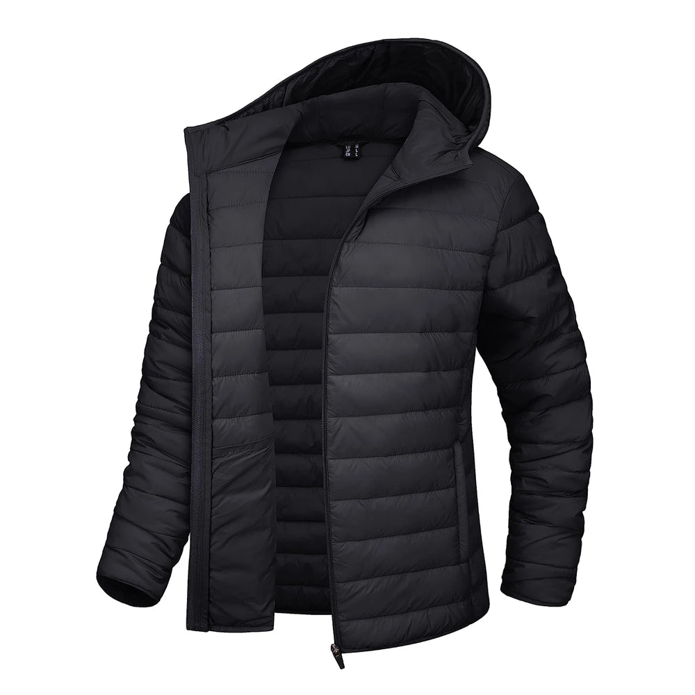Women's Lightweight Hooded Quilted Zip Coat in Black